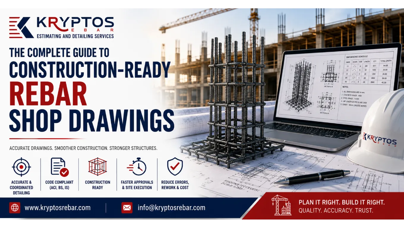 Rebar shop drawings showing detailed reinforcement layouts and fabrication information