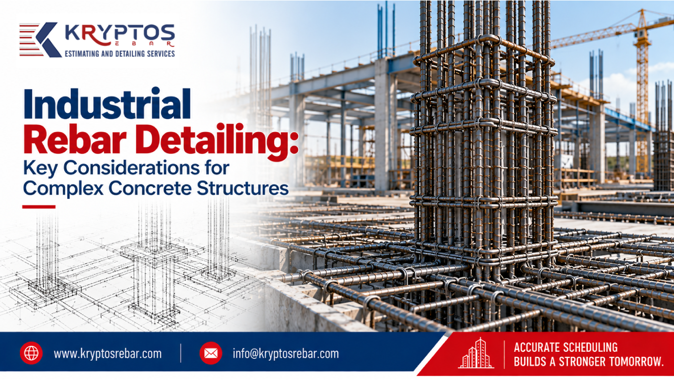 Industrial rebar detailing for complex reinforced concrete structures